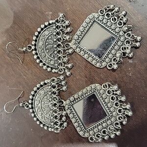 Antique Silver Mirror earring
